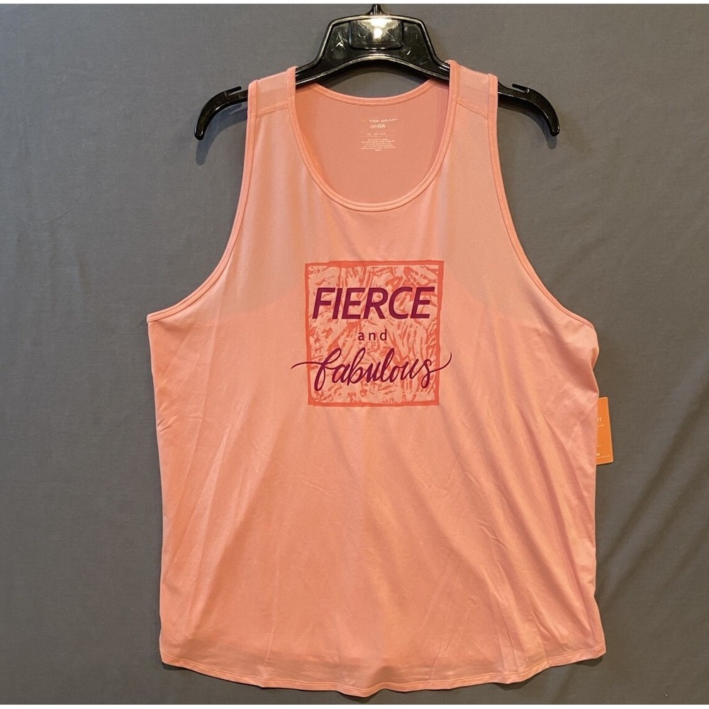 Tek Gear Tank Top Womens 1X Pink Fierce and Fabulous DryTek Workout Racerback